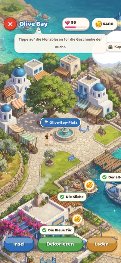 Die Karte von Olive Bay mit renovierten Orten