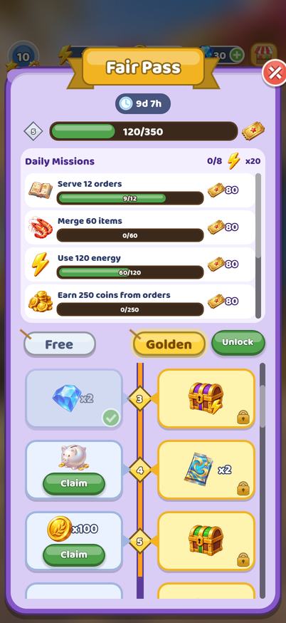 The Season Pass with free and golden rewards