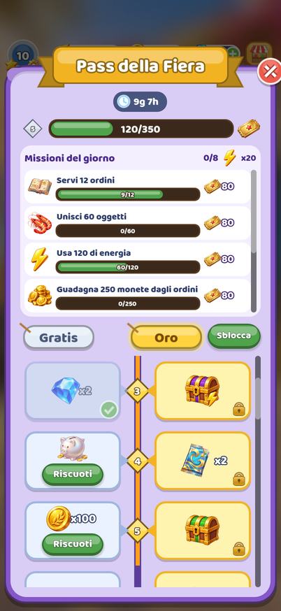 Il Pass stagionale con ricompense gratuite e d'oro